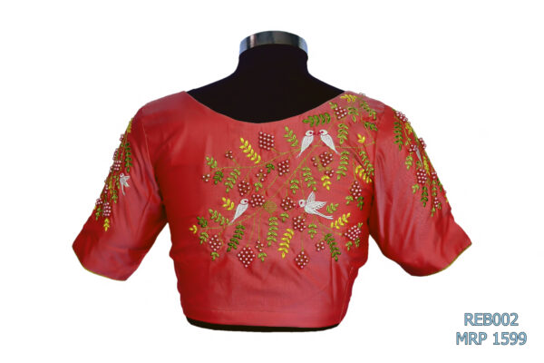 Parrot design Embroidery Blouse-REB002
