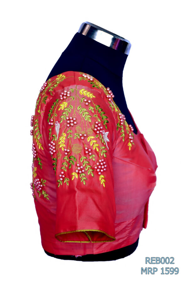 Parrot design Embroidery Blouse-REB002 - Image 2
