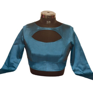Designer Silk Blouse – Full Sleeve Halter Front | Back Open Style