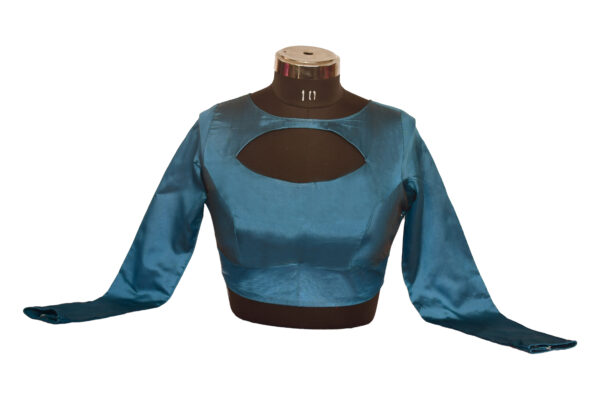 Designer Silk Blouse – Full Sleeve Halter Front | Back Open Style
