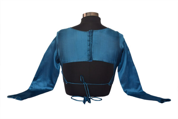 Designer Silk Blouse – Full Sleeve Halter Front | Back Open Style - Image 2