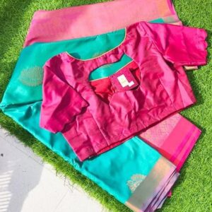 soft silk saree & readymade blouse combo