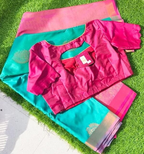 soft silk saree & readymade blouse combo