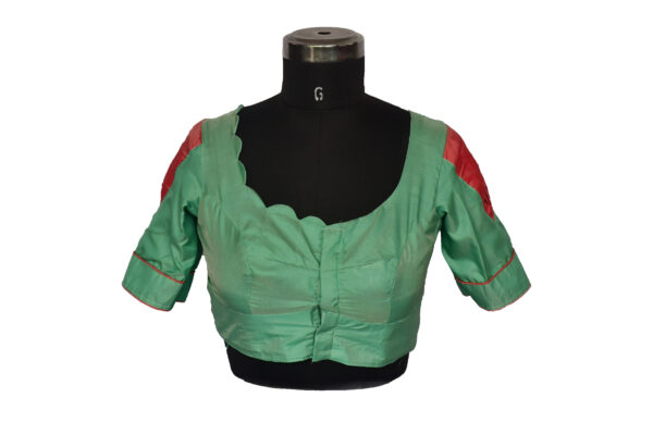 Silk Pattern Blouse with Hallop Design - Image 2