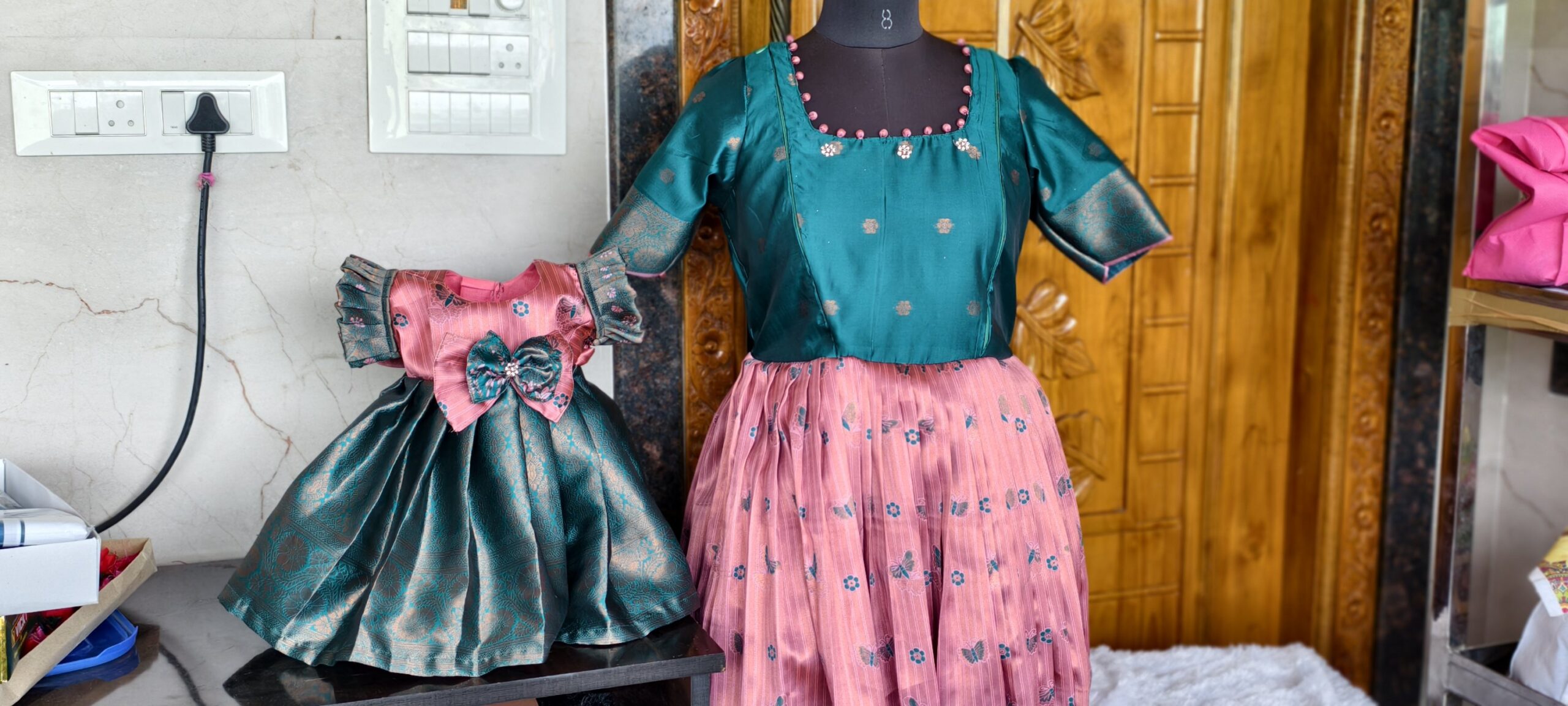 Mom & Daughter Combo – Fleated Gown & Premium Layered Frock