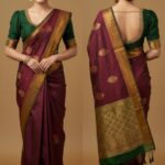 soft silk saree & ready made Aari blouse